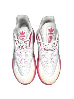 Adidas Ozelia Womens Sneakers Size 7 White Pink Leopard Ortholite Adiprene Runni
